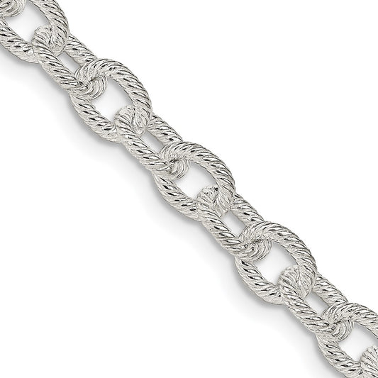 Sterling Silver 6.25mm Fancy Patterned Rolo ChainQFC48