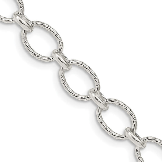 Sterling Silver 6.1mm Fancy Patterned Rolo ChainQFC92