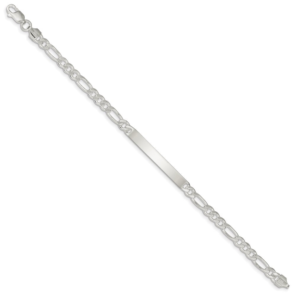 Sterling Silver Figaro Link ID Bracelet QFD150-7