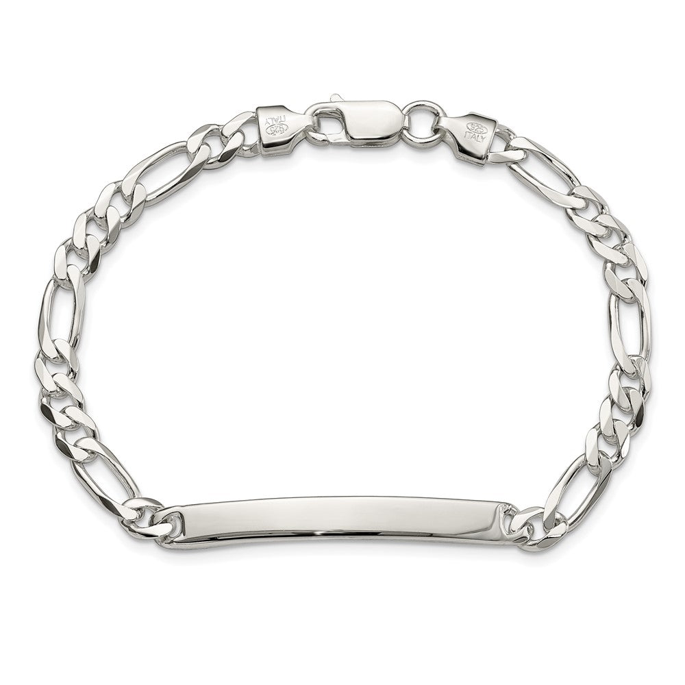 Sterling Silver Figaro Link ID Bracelet QFD150-8