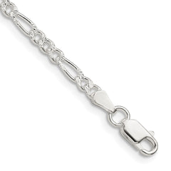 Sterling Silver 3mm Pav������������������������������������������������������������������������������������������������������������������������������������������������������������������ Flat Figaro Chain QFF080-8
