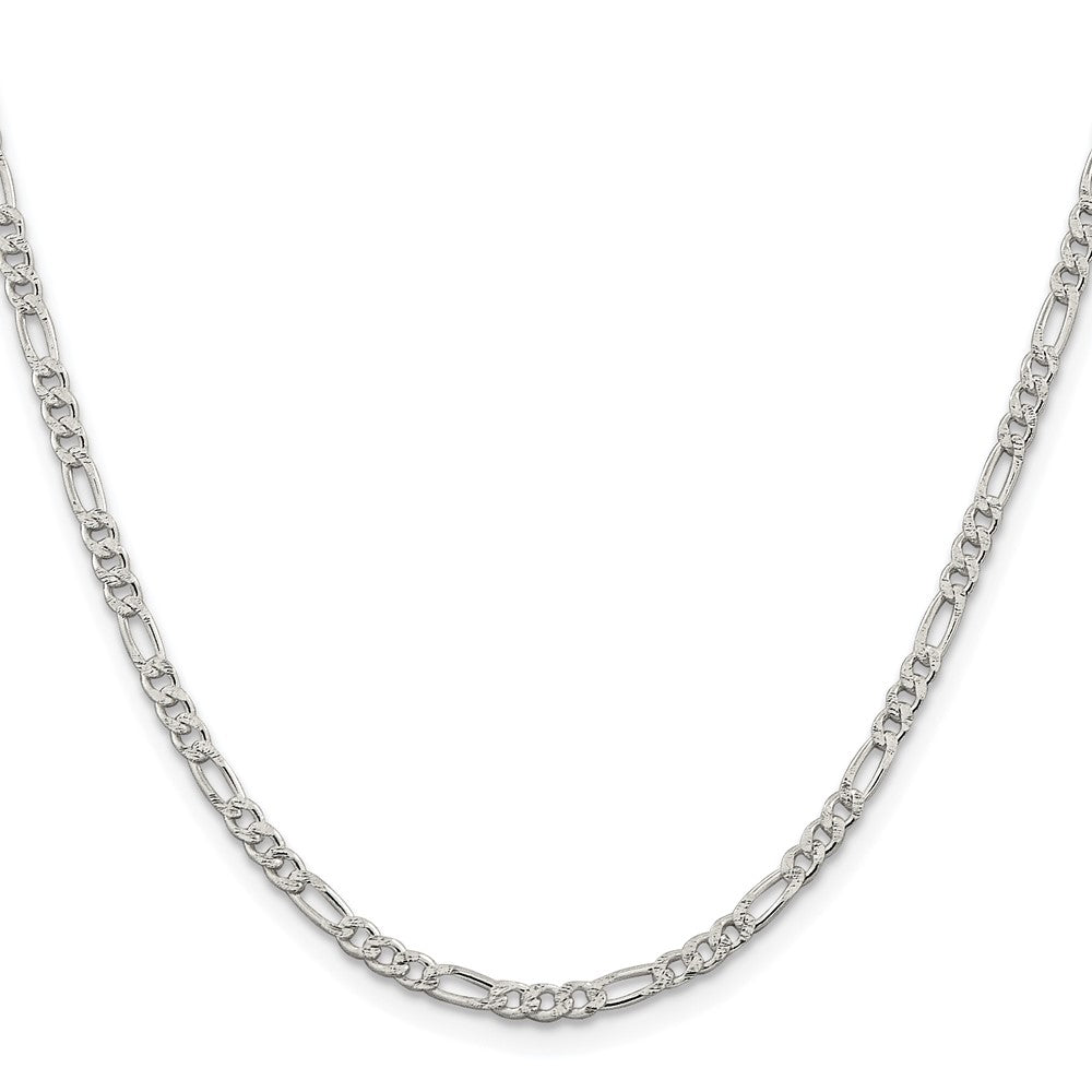 Sterling Silver Rhodium-plated 3mm Pav������������������ Flat Figaro ChainQFF080R