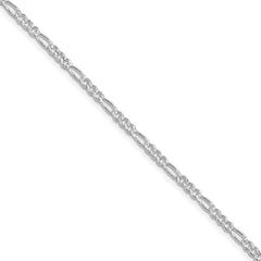 Sterling Silver Rhodium-plated 3mm Pav������������������ Flat Figaro ChainQFF080R