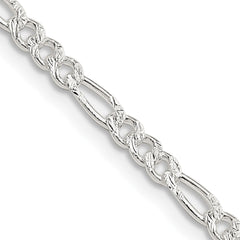 Sterling Silver 3mm Pav������������������ Flat Figaro ChainQFF080