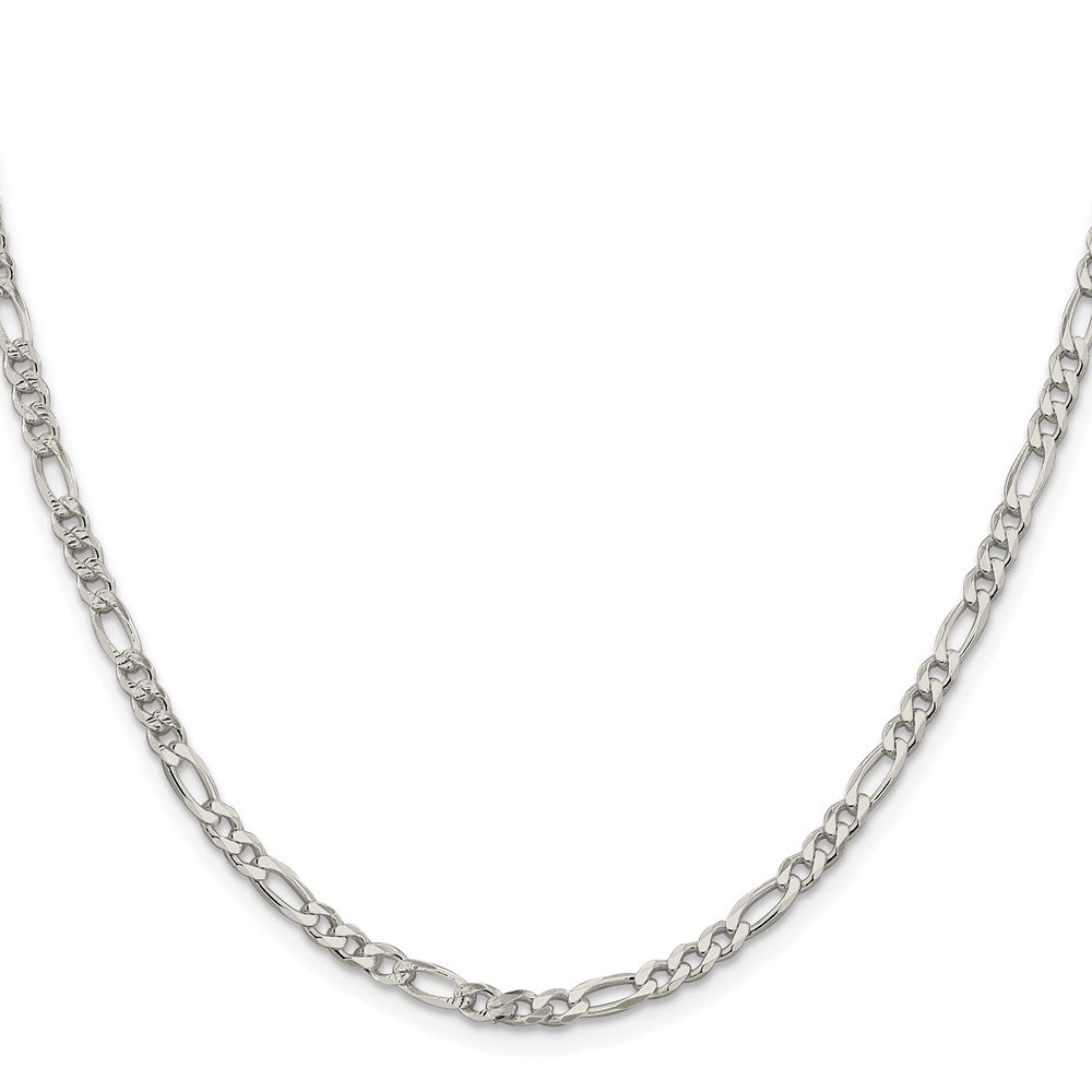 Sterling Silver Rhodium-plated 4mm Pav������������������ Flat Figaro ChainQFF100R