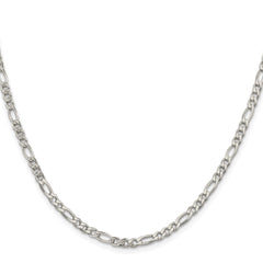 Sterling Silver Rhodium-plated 4mm Pav������������������ Flat Figaro ChainQFF100R