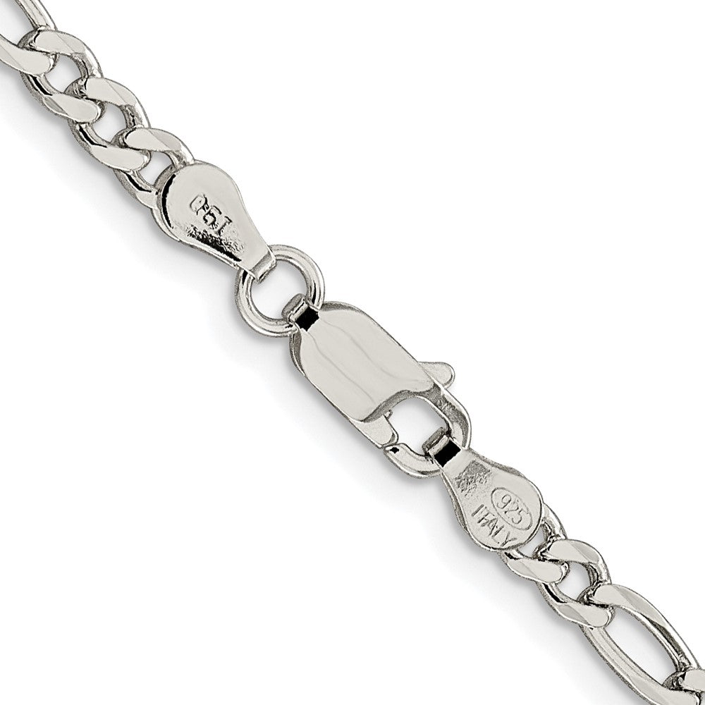 Sterling Silver Rhodium-plated 4mm Pav������������������ Flat Figaro ChainQFF100R