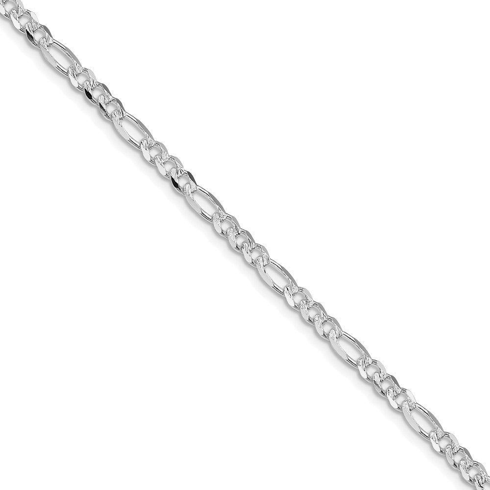 Sterling Silver Rhodium-plated 4mm Pav������������������ Flat Figaro ChainQFF100R