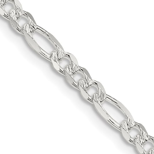Sterling Silver 4mm Pav������������������ Flat Figaro ChainQFF100