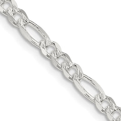 Sterling Silver 4mm Pav������������������ Flat Figaro ChainQFF100