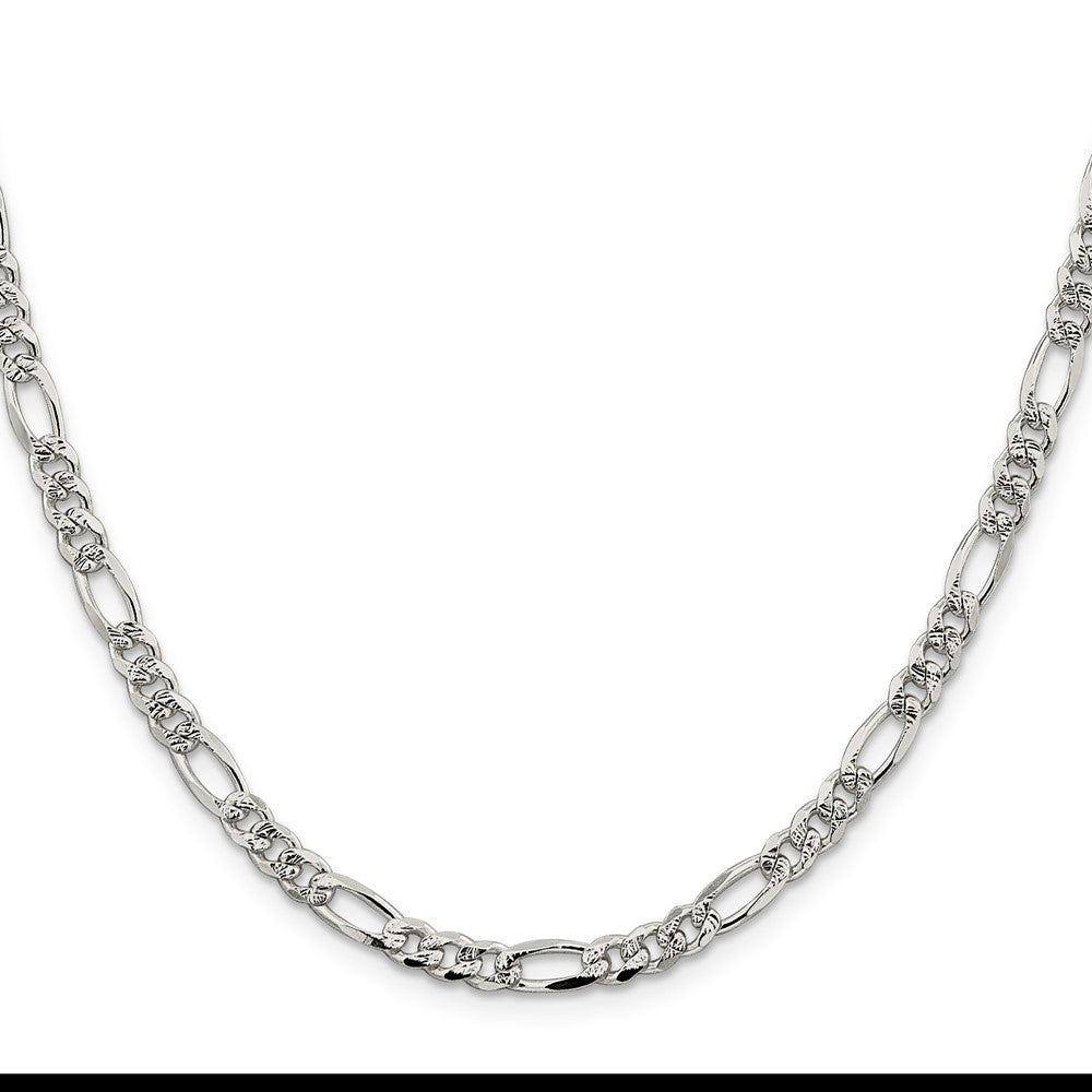 Sterling Silver 4.3mm Pav������������������ Flat Figaro ChainQFF120