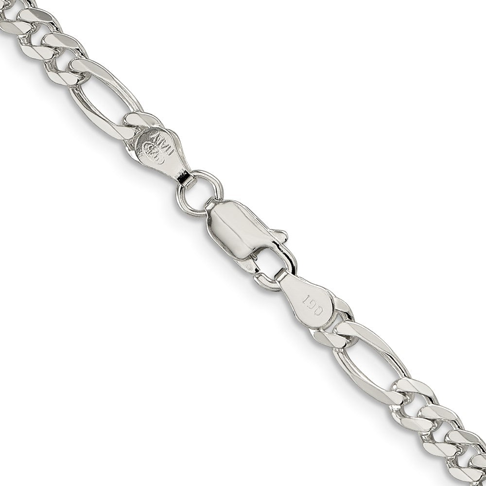 Sterling Silver 4.3mm Pav������������������ Flat Figaro ChainQFF120