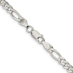 Sterling Silver 4.3mm Pav������������������ Flat Figaro ChainQFF120