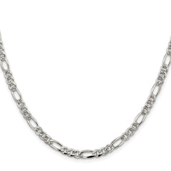 Sterling Silver Rhodium-plated 4.3mm Pav������������������ Flat Figaro ChainQFF120R