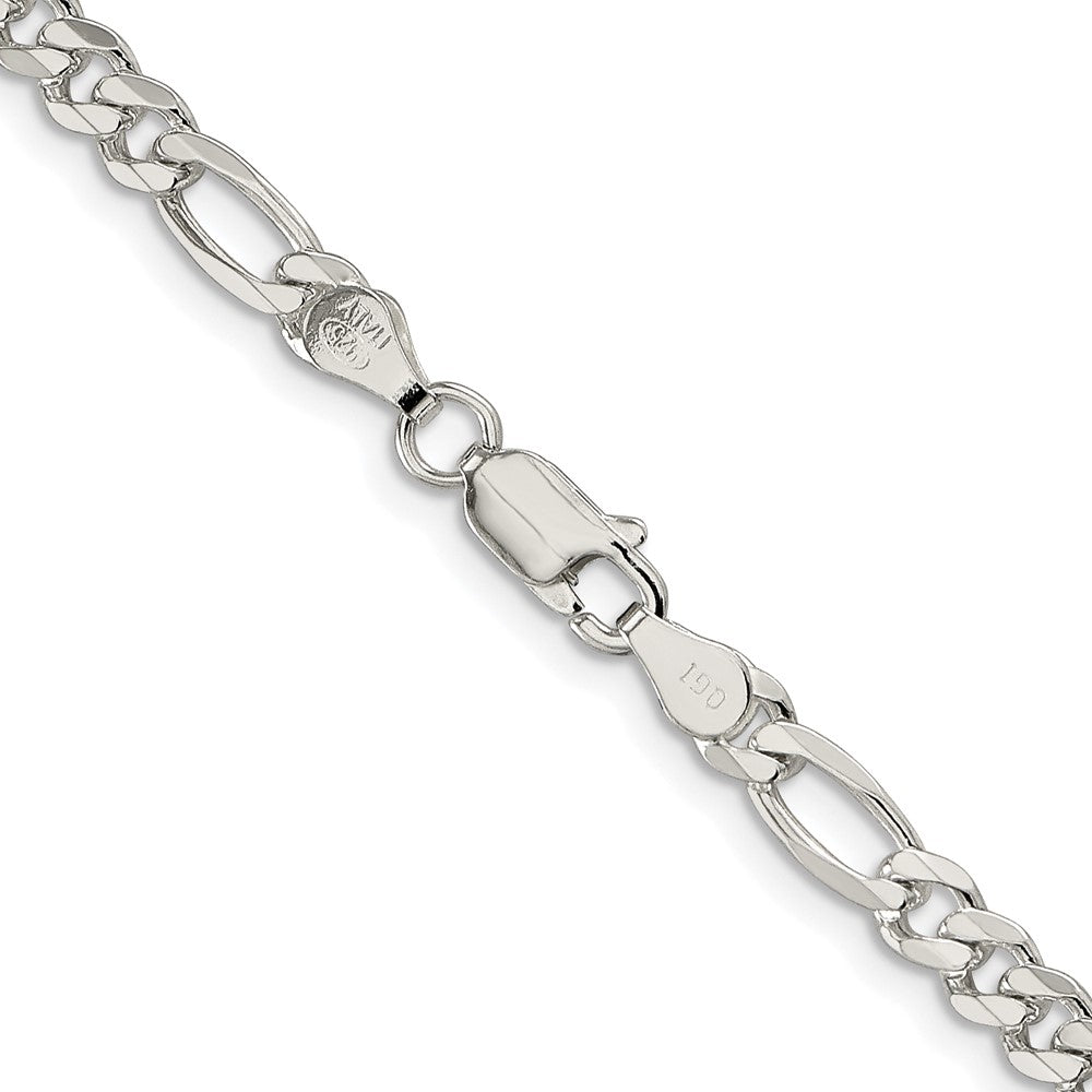 Sterling Silver Rhodium-plated 4.3mm Pav������������������ Flat Figaro ChainQFF120R