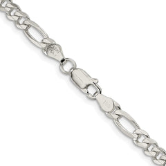 Sterling Silver Rhodium-plated 4.3mm Pav������������������ Flat Figaro ChainQFF120R