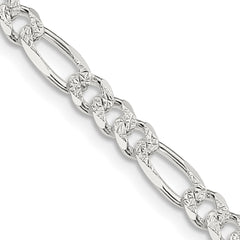 Sterling Silver 4.3mm Pav������������������ Flat Figaro ChainQFF120