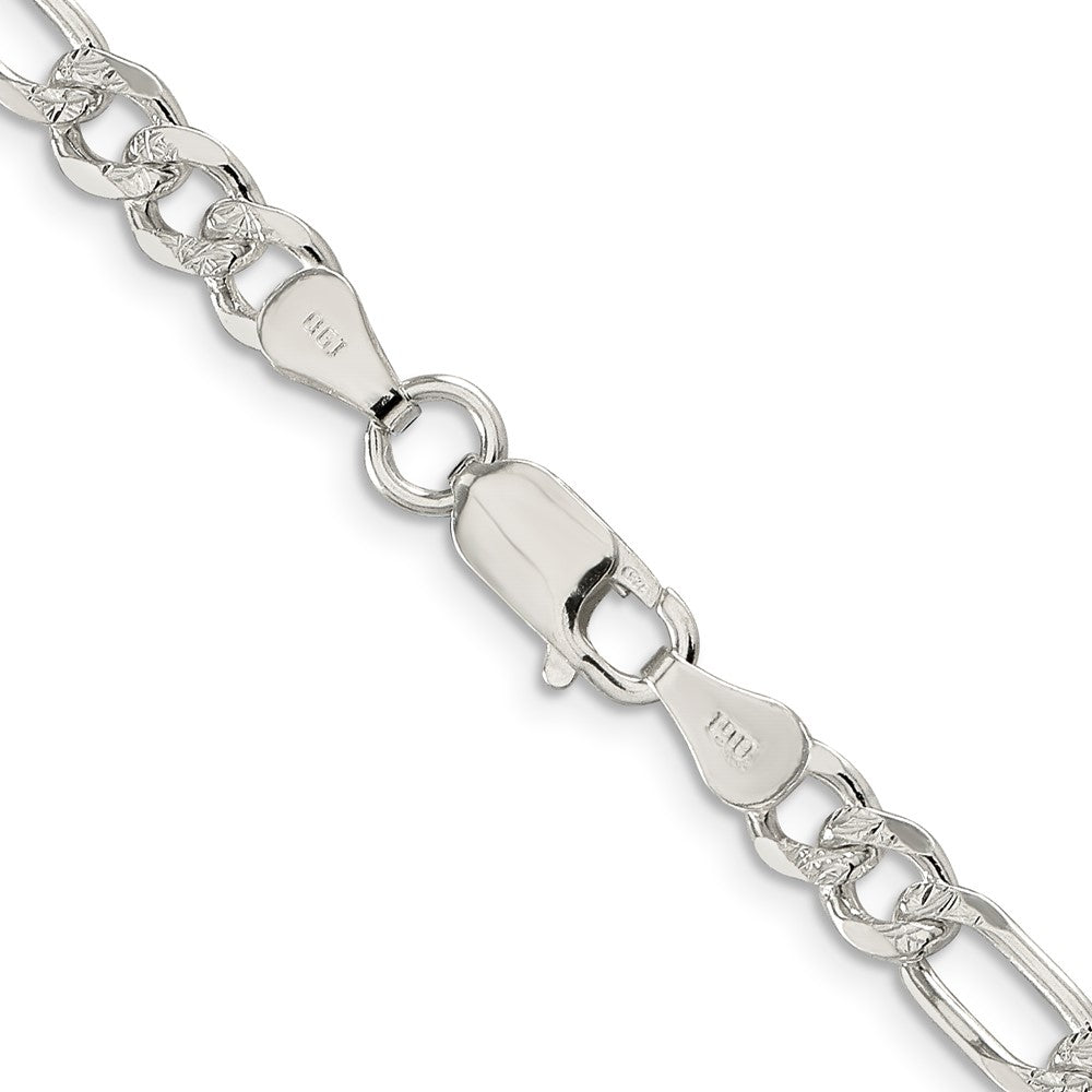 Sterling Silver 5.5mm Pav������������������ Flat Figaro ChainQFF150
