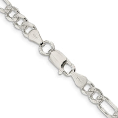 Sterling Silver 5.5mm Pav������������������ Flat Figaro ChainQFF150