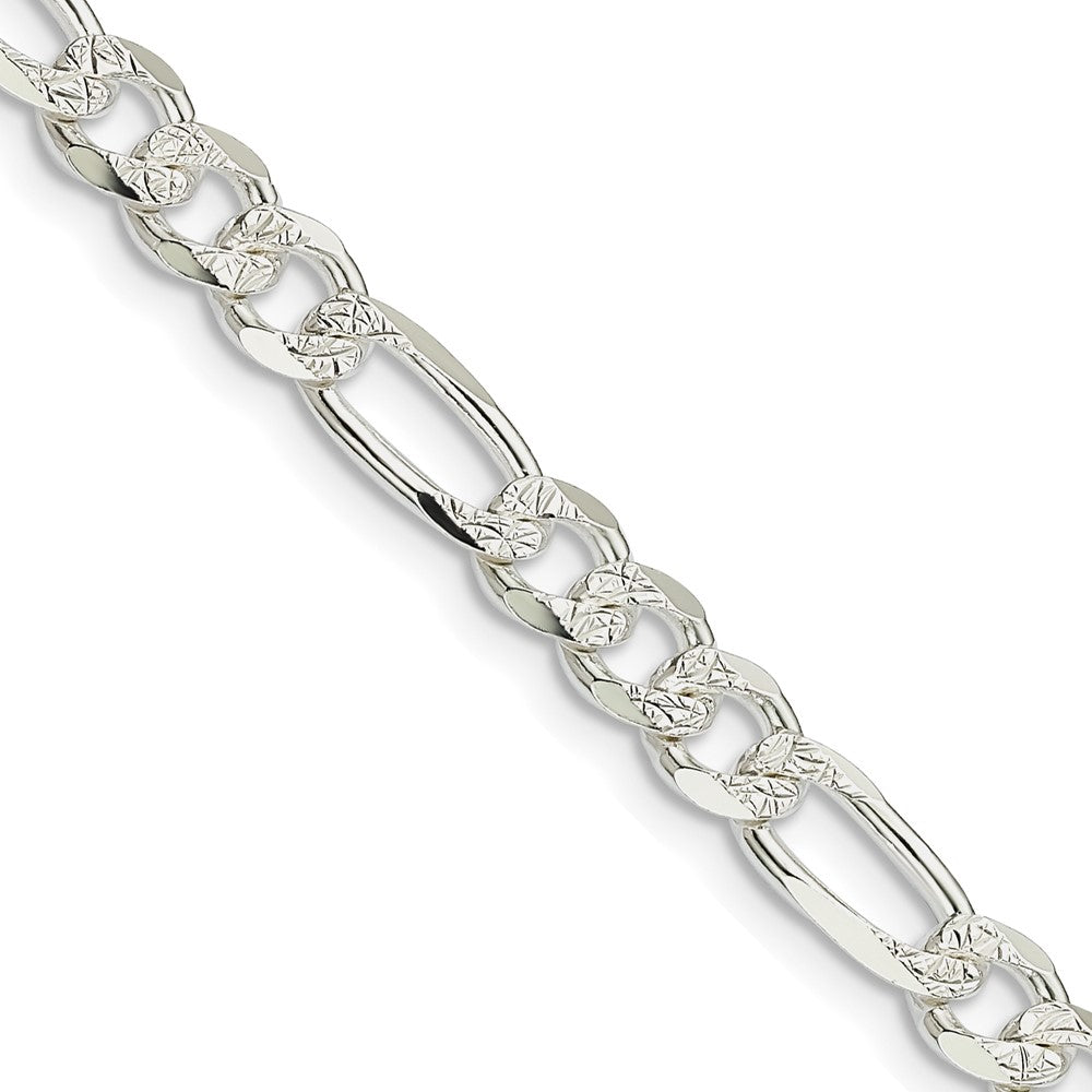 Sterling Silver 5.5mm Pav������������������ Flat Figaro ChainQFF150