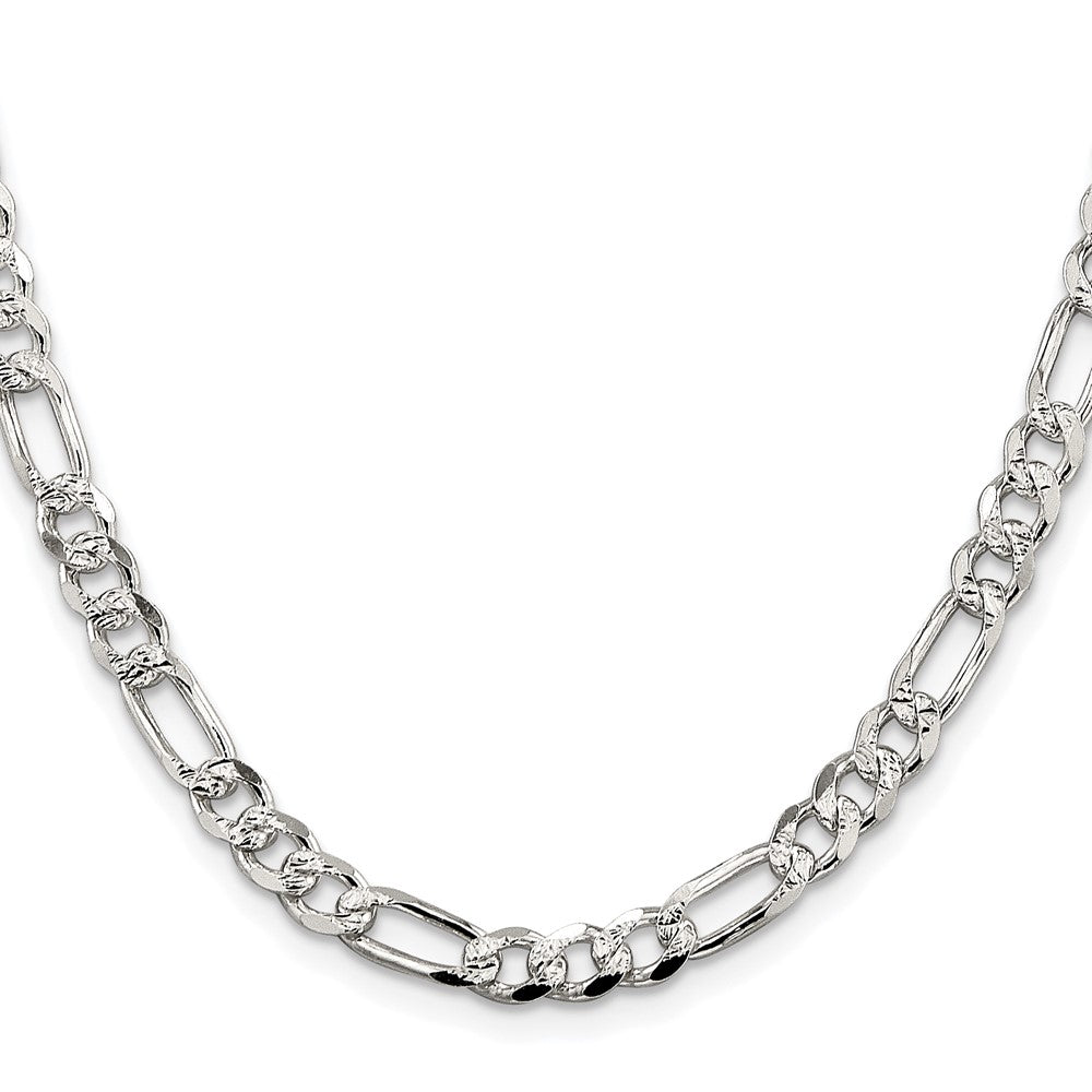 Sterling Silver Rhodium-plated 5.5mm Pav������������������ Flat Figaro ChainQFF150R