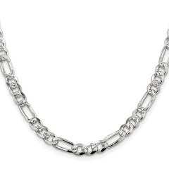Sterling Silver Rhodium-plated 5.5mm Pav������������������ Flat Figaro ChainQFF150R