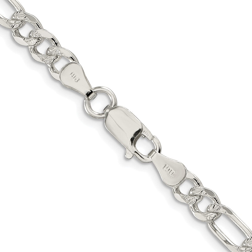 Sterling Silver Rhodium-plated 5.5mm Pav������������������ Flat Figaro ChainQFF150R