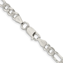 Sterling Silver Rhodium-plated 5.5mm Pav������������������ Flat Figaro ChainQFF150R