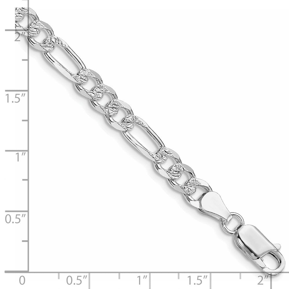 Sterling Silver Rhodium-plated 5.5mm Pav������������������������������������������������������������������������������������������������������������������������������������������������������������������ Flat Figaro Chain QFF150R-8