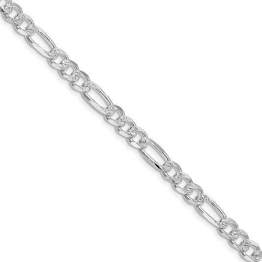 Sterling Silver Rhodium-plated 5.5mm Pav������������������ Flat Figaro ChainQFF150R