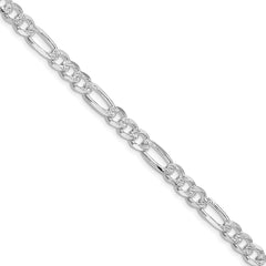 Sterling Silver Rhodium-plated 5.5mm Pav������������������ Flat Figaro ChainQFF150R