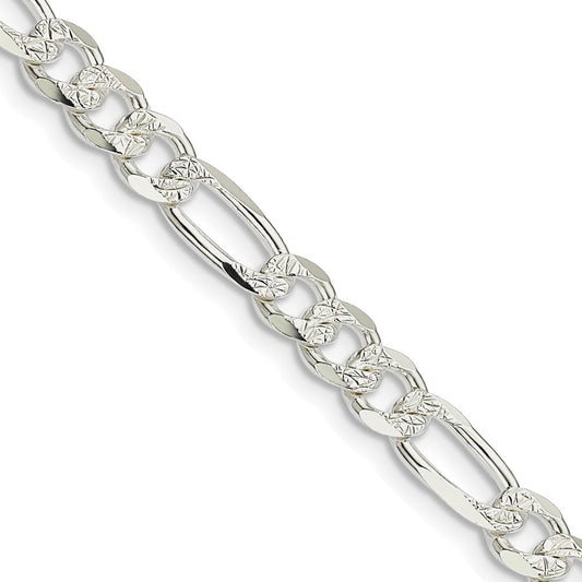 Sterling Silver 5.5mm Pav������������������ Flat Figaro ChainQFF150