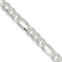 Sterling Silver 5.5mm Pav������������������ Flat Figaro ChainQFF150