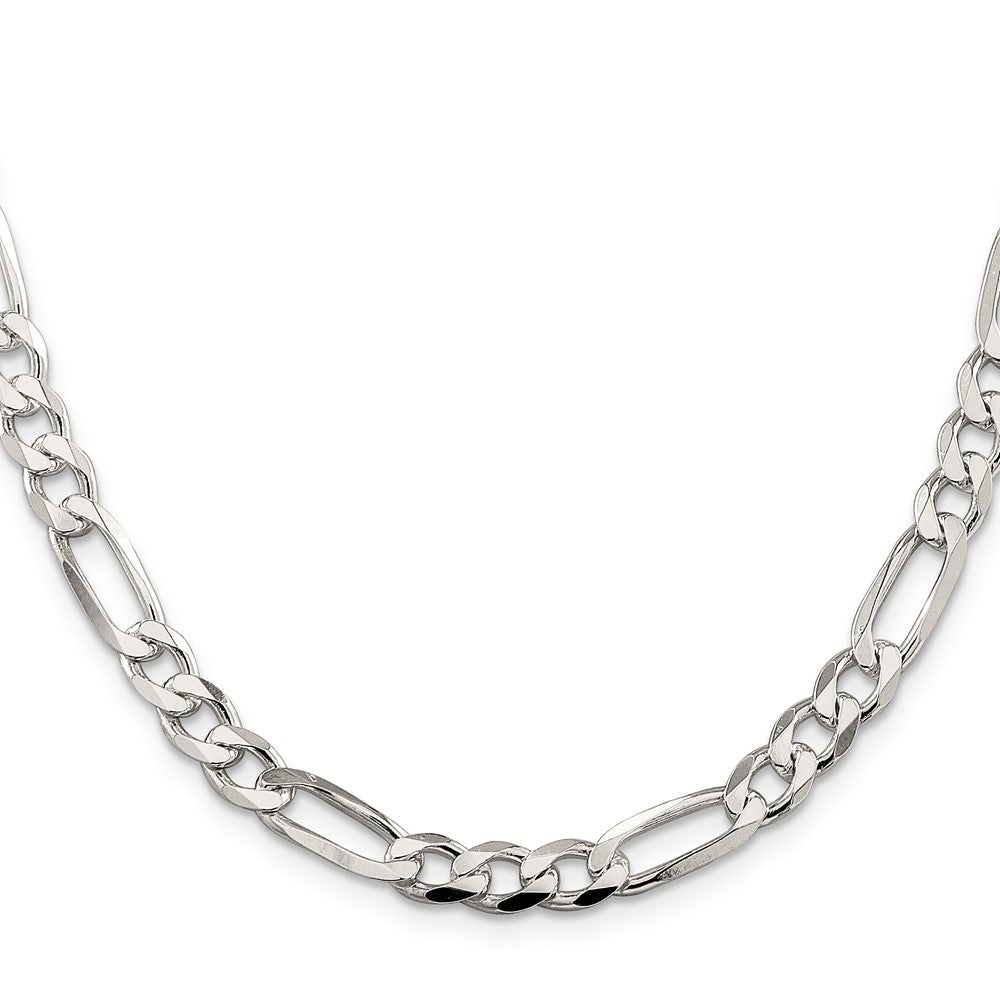 Sterling Silver 7.0mm Pav������ Flat Figaro ChainQFF180