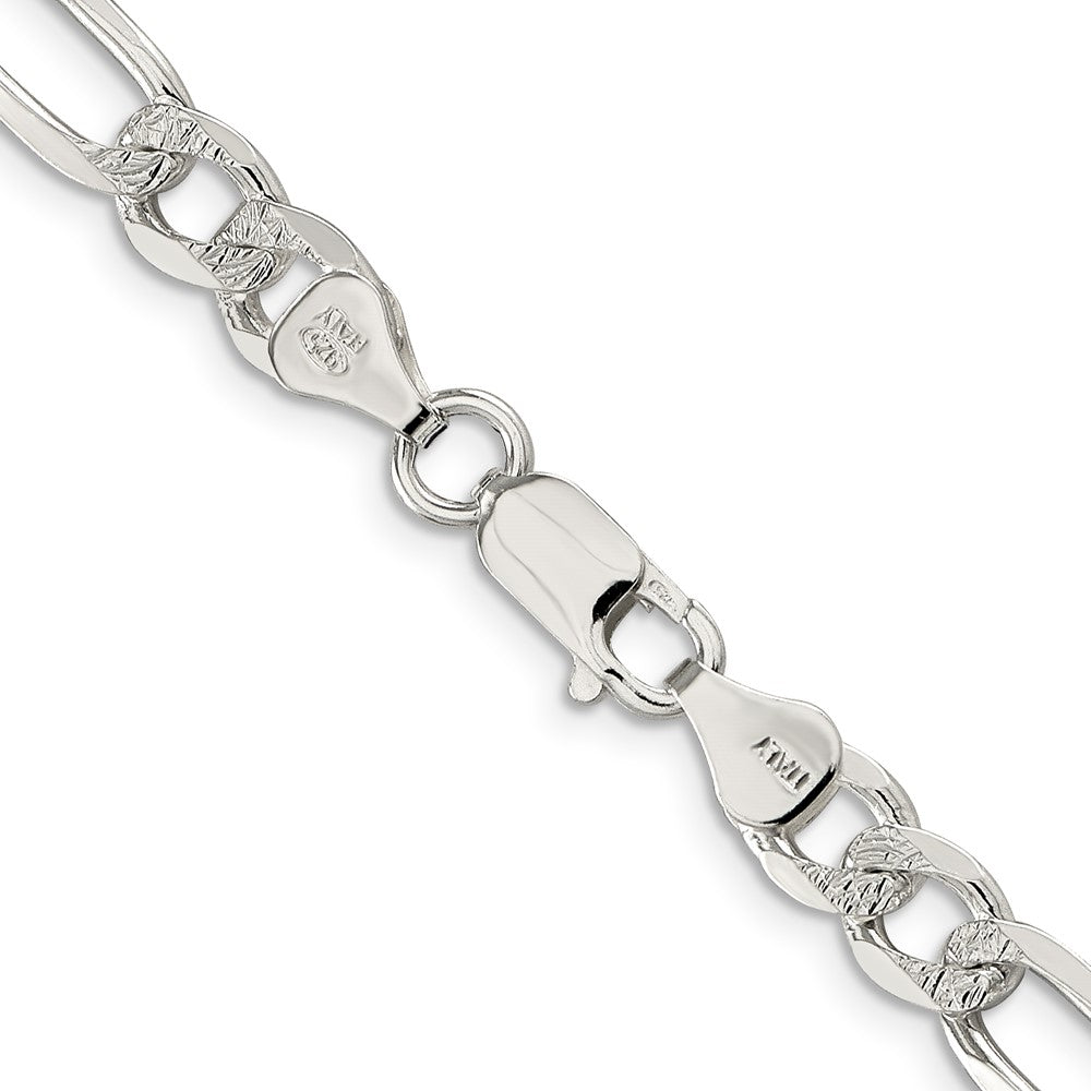 Sterling Silver 7.0mm Pav������ Flat Figaro ChainQFF180