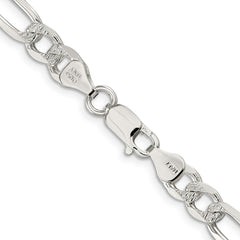 Sterling Silver 7.0mm Pav������ Flat Figaro ChainQFF180