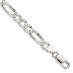 Sterling Silver 7.0mm Pav������������������������������������������������������������������������������������������������������������������������������������������������������������������ Flat Figaro Chain QFF180-8