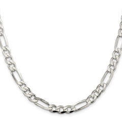 Sterling Silver Rhodium-plated 6.75mm Pav������������������ Flat Figaro ChainQFF180R