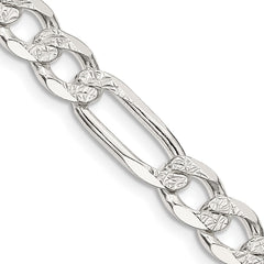 Sterling Silver 7.0mm Pav������ Flat Figaro ChainQFF180