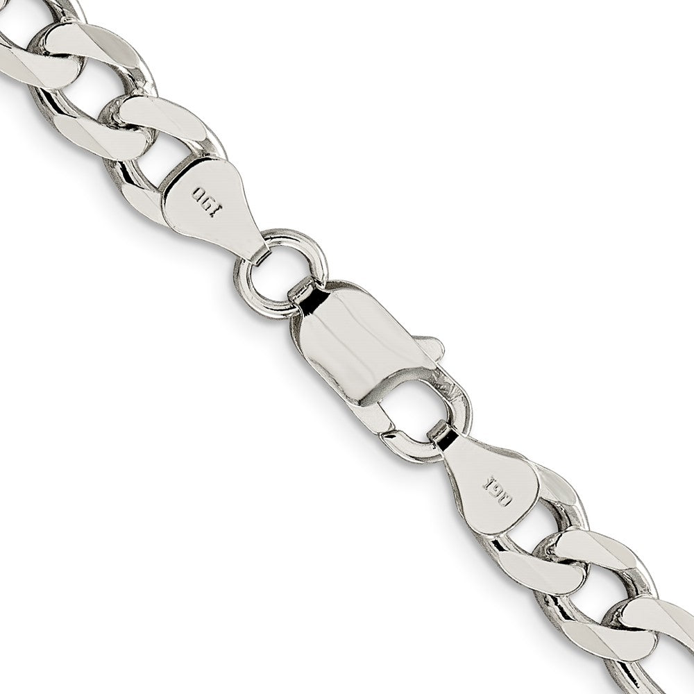 Sterling Silver 7.25mm Pav������ Flat Figaro ChainQFF200