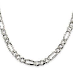 Sterling Silver Rhodium-plated 7.25mm Pav������������������ Flat Figaro ChainQFF200R