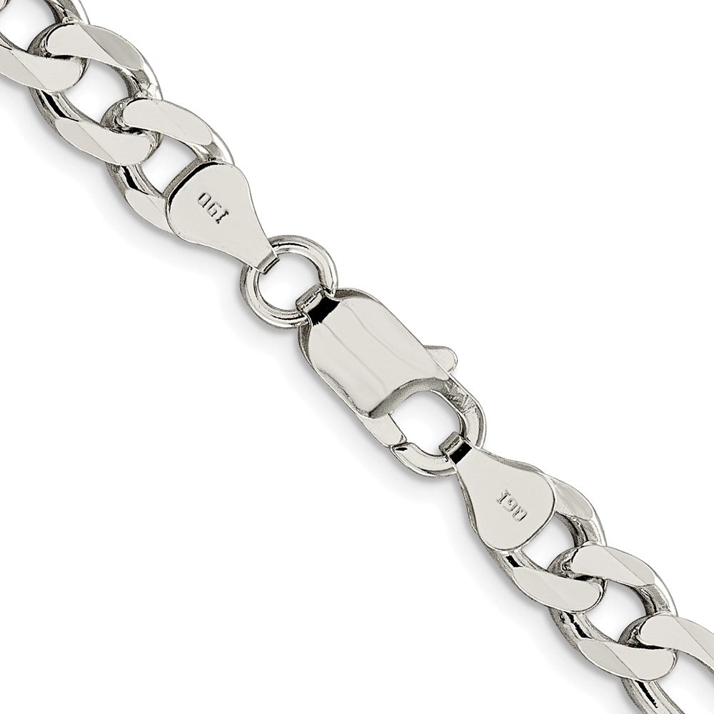 Sterling Silver Rhodium-plated 7.25mm Pav������������������ Flat Figaro ChainQFF200R