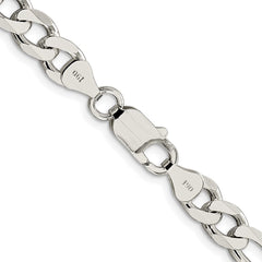 Sterling Silver Rhodium-plated 7.25mm Pav������������������ Flat Figaro ChainQFF200R