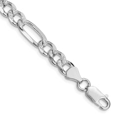 Sterling Silver Rhodium-plated 7.25mm Pav������������������������������������������������������������������������������������������������������������������������������������������������������������������ Flat Figaro Chain QFF200R-8