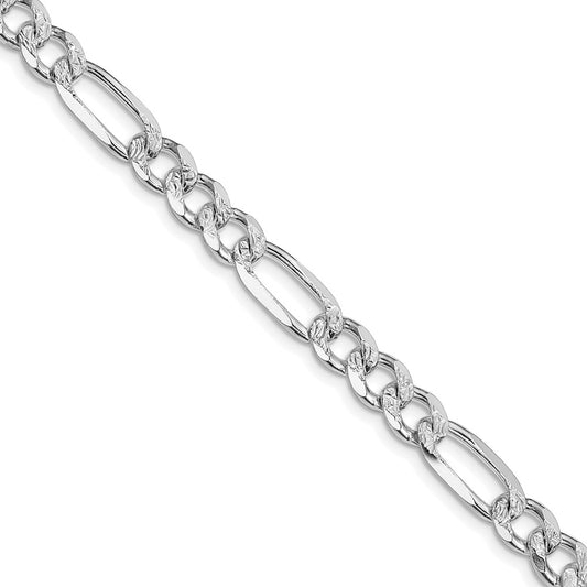 Sterling Silver Rhodium-plated 7.25mm Pav������������������ Flat Figaro ChainQFF200R