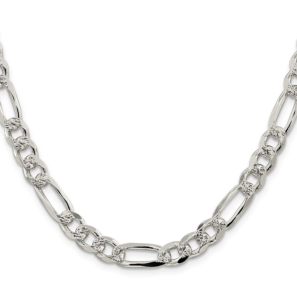 Sterling Silver 8mm Pav������������������������������������������������������������������������������������������������������������������������������������������������������������������ Flat Figaro ChainQFF220