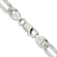Sterling Silver 8mm Pav������������������������������������������������������������������������������������������������������������������������������������������������������������������ Flat Figaro ChainQFF220