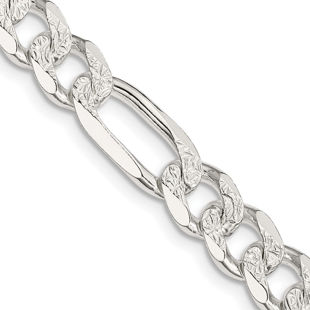 Sterling Silver 8mm Pav������������������������������������������������������������������������������������������������������������������������������������������������������������������ Flat Figaro ChainQFF220