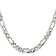 Sterling Silver Rhodium-plated 8mm Pav������������������������������������������������������������������������������������������������������������������������������������������������������������������ Flat Figaro ChainQFF220R