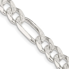 Sterling Silver 8mm Pav������������������������������������������������������������������������������������������������������������������������������������������������������������������ Flat Figaro ChainQFF220